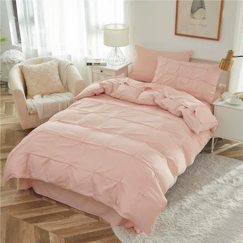 Miniatura 8 de Brandream Juego de ropa de cama para niños, tamaño matrimonial, juego de sábanas para niñas, color rosa, 4 piezas, color sólido, suave