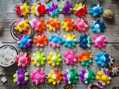 Miniatura 6 de 100 paquetes a granel de llavero de pulpo para mochila, mini llavero para reventar para estudiantes, regalos, pulpo, animal marino, recuerdos