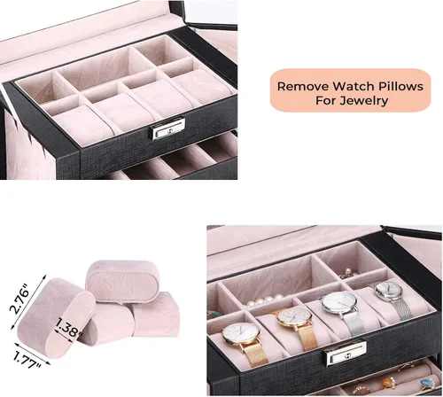 Miniatura 5 de ANWBROAD Joyero con cajones extraíbles para mujer organizador de joyas grande de diferentes maneras para todas tus joyas estuche de joyería