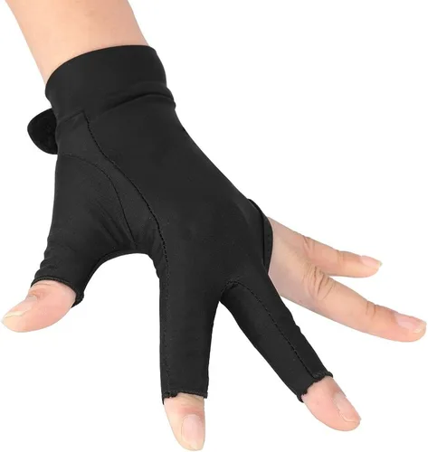 Tbest Guantes de billar para mano izquierda, guantes de piscina, para mano derecha, 8 bolas de billar, 4 colores para adultos, 3 dedos, para billar,