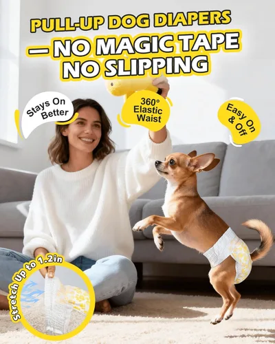 Miniatura 4 de Dono Pañales para perros hembra con cintura elástica - 24 unidades, pañales desechables de envoltura completa para cachorros en período de calor