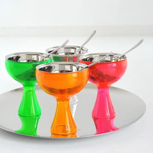 Miniatura 12 de Alessi AMMI01S AZ Big Love - Juego de helados de diseño, cuenco en acero inoxidable 18/10 y resina termoplástica, color azul y cuchara de acero