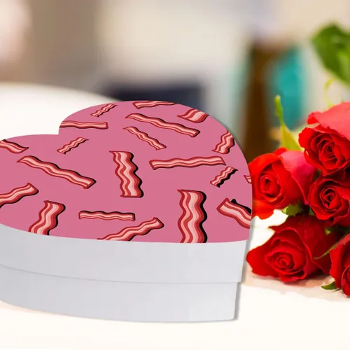 Miniatura 4 de Andaz Press Caja en forma de corazón para el día de San Valentín con tapa, divertida caja reutilizable en forma de corazón para tocino, caja de Bacon