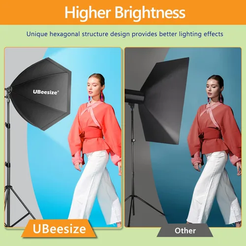 Miniatura 4 de UBeesize Softbox Kit de iluminación para fotografía, kit de iluminación continua con reflector de 30" x 30" y bombilla de 3 temperaturas de color 85