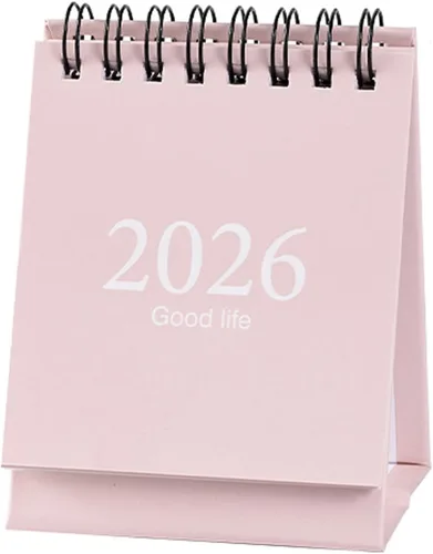 Miniatura 11 de Mini calendarios de escritorio de enero de 2026 a diciembre de 2026, calendario de bolsillo de 3 x 3.8 pulgadas, bobina de acero abatible de pie