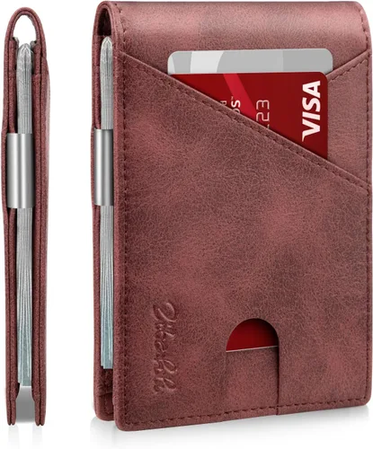Miniatura 47 de Zitahli - Billeteras delgadas RFID para hombres, billetera de cuero flexible con clip de dinero, cartera minimalista con bolsillo frontal