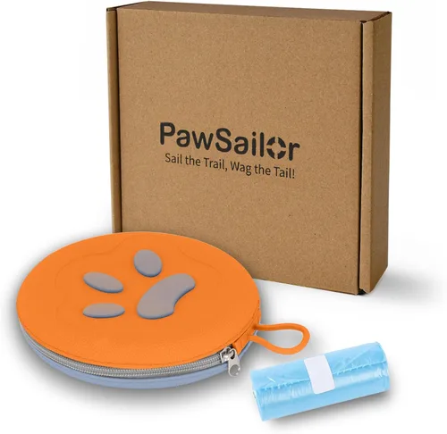 Miniatura 5 de Cuencos plegables para perros, 2 en 1, comedero de agua y alimentos portátiles para mascotas, viajes, campamento y caminar, 25 onzas (azul naranja)