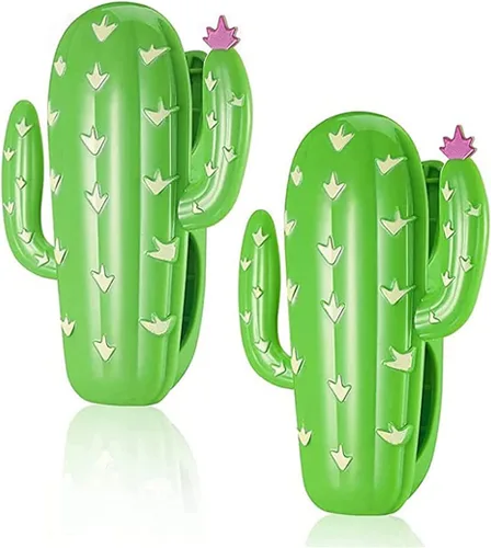 Miniatura 2 de 4 clips de toalla de playa para silla, clips de toalla de plástico verde cactus de gran tamaño, clips de piscina para evitar que la toalla se vuele