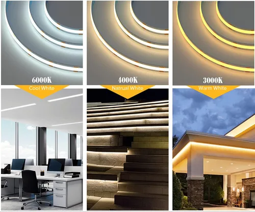 Miniatura 3 de Tira de luces LED COB flexible, 3.3 ft/3.3 pies de cuerda de luces LED COB flexible DC 5V 320 LEDs/m blanco cálido 3000K no impermeable USB cinta