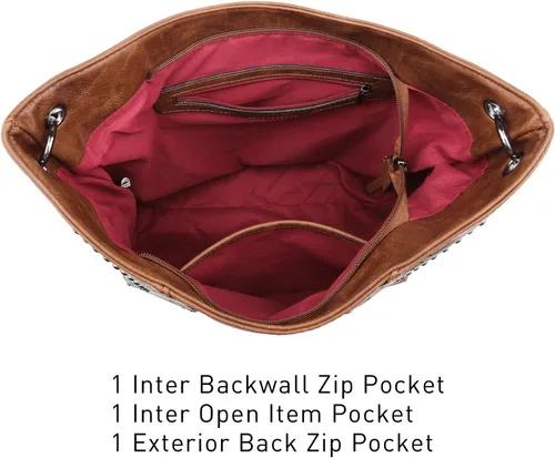 Miniatura 4 de VONMAY Monederos para mujer, bolsos de cuero vegano, grandes tachuelas para damas, bolsas hobo, bolso de mano, bolso de hombro