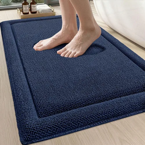 Miniatura 10 de DEXI Tapete de baño de espuma viscoelástica de 24 x 17 pulgadas, tapete de baño de felpilla suave y absorbente, antideslizante, de secado rápido
