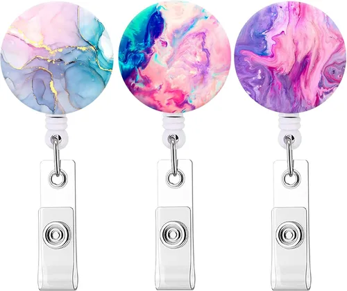 Miniatura 13 de Carrete retráctil para credenciales de enfermera, lindo nombre, carretes decorativos para tarjetas de identificación con clip en soportes