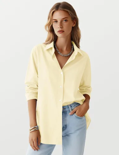 Miniatura 4 de LOMON Camisa de Botones para Mujer Tops de Primavera Verano Manga Larga Negocios Elegante Casual Blusas con Cuello Conjuntos de Trabajo Ropa