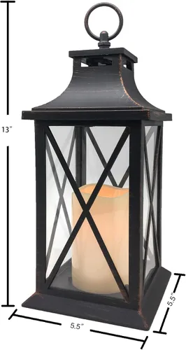 Miniatura 2 de YAKii Farol vela decorativo de 14 pulgadas, sin llama, con temporizador LED de plástico, para colgar en interiores y exteriores, decoración del día