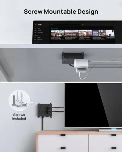 Miniatura 6 de TROND Cable de Extensión Plano Ultra Delgado, Regleta de Alimentación de Enchufe Plano con 3 Cargadores USB, 3 Salidas de CA Estación de Carga