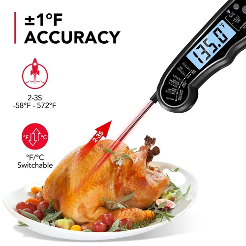 Miniatura 3 de TEMOLA Termómetro de carne, termómetro de alimentos de lectura instantánea para cocinar, termómetro digital de alimentos con retroiluminación LCD