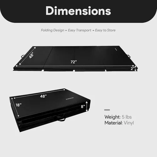 Miniatura 4 de BalanceFrom 6x4 Feet 4-Panel Folding Gymnastics Mat – 2-Inch Thick Pad with Vinyl Surface and Carrying Handles for Tumbling, Yoga, Pilates, Home