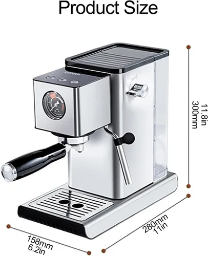 Miniatura 2 de Máquina de café expreso portátil, máquina de café semiautomática para uso doméstico, máquinas de capuchino para el hogar, con bomba de presión de 15