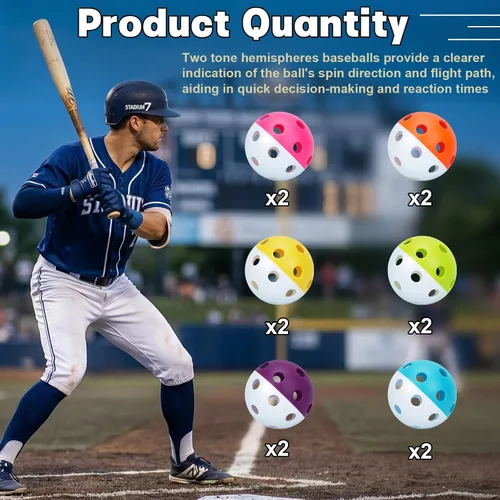 Miniatura 3 de Mototo 12/30/60 Pelotas de béisbol de práctica para golpear, pelotas de béisbol suaves de plástico de 2.8 pulgadas para práctica, pelota suave
