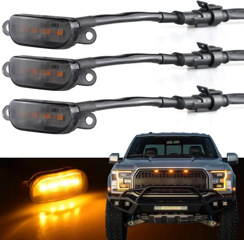 Miniatura 10 de Boigoo Luces de rejilla delanteras compatibles para Ford F-150 Raptor 2004-2019 y Dodge Ram 1500 2013-2018, rejilla de posventa, rejilla decorativa