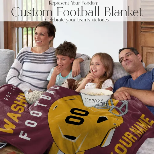 Miniatura 105 de Manta personalizada para fanáticos del fútbol americano – Se envía al día siguiente – Hecha en Estados Unidos – Manta de vellón personalizada