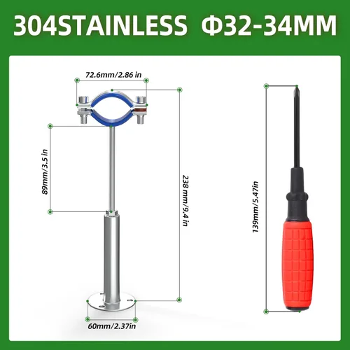 Miniatura 2 de TAISHER 3 piezas de acero inoxidable 304 para montaje en pared de montaje en techo, soportes de tubería ajustables, abrazadera de soporte de correa