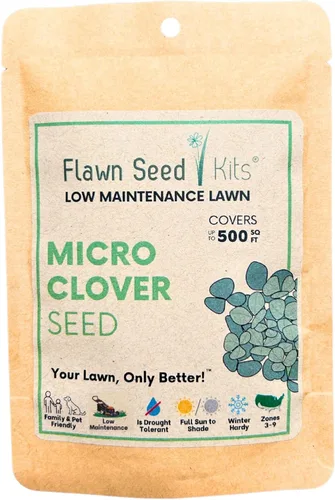 Miniatura 9 de Flawn Seed Kits Semilla de micro trébol, 2.2 onzas, recubierto orgánico, ecológico, bajo crecimiento, bajo mantenimiento, alternativa al césped
