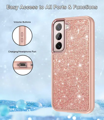 Miniatura 5 de Btscase Funda para Samsung Galaxy S22 Plus 5G, Patrón de Mármol 3 en 1 Resistente Uso Rudo a Prueba de Golpes Cuerpo Completo Rugosa PC Dura +