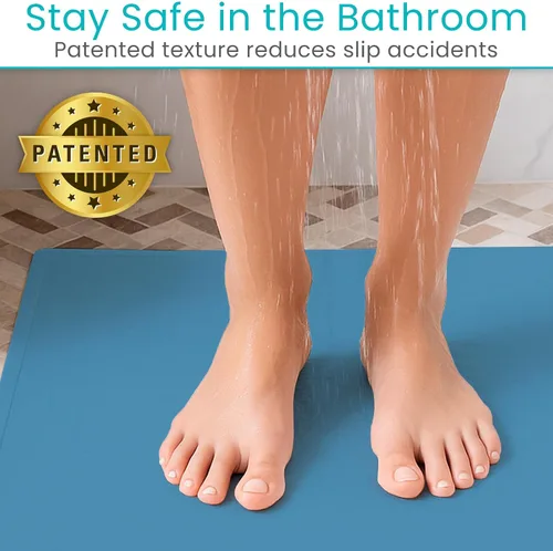 Miniatura 3 de Vive Tapete de baño antideslizante con ventosas, tapete de goma extragrande de 28 x 16 pulgadas para seguridad y comodidad, agarre patentado que