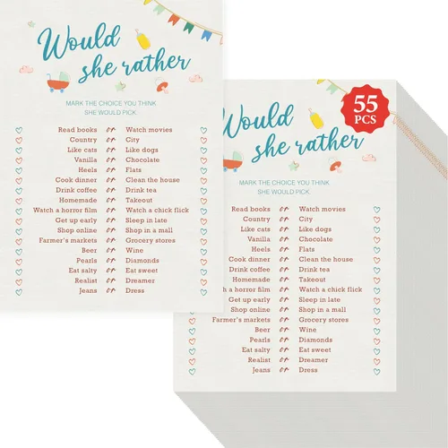 Miniatura 9 de 55 piezas de juegos de baby shower, tarjetas de predicciones y adivina la frase con respuestas incluidas, juegos de baby shower divertidos de género