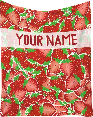 Miniatura 10 de Manta de fresa, 30 x 40 pulgadas, bonita manta de frutas para mujeres y niñas, suave y acogedora, mantas de franela para sofá, cama