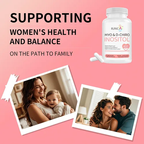 Miniatura 9 de Myo-inositol y D-Chiro Inositol (proporción 40:1) - Apoya el equilibrio hormonal, la fertilidad y la salud ovárica - 120 cápsulas veganas, paquete