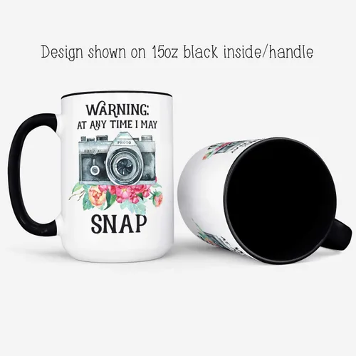 Miniatura 4 de Taza divertida para fotógrafos – Warning I May Snap Camera Gift – Taza de café de fotografía para amantes de la fotografía o aficionados – 11 oz