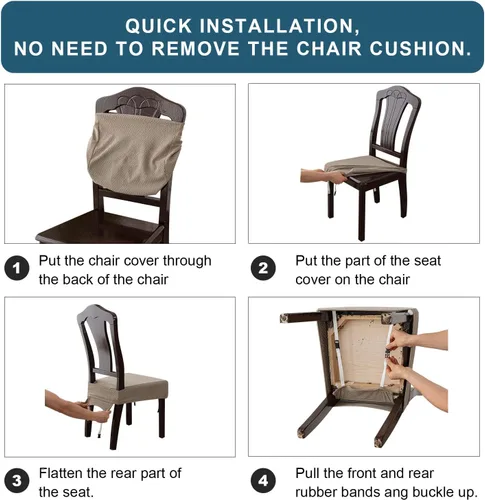 Miniatura 5 de Genina Fundas de asiento impermeables para sillas de comedor, fundas impermeables para sillas de comedor