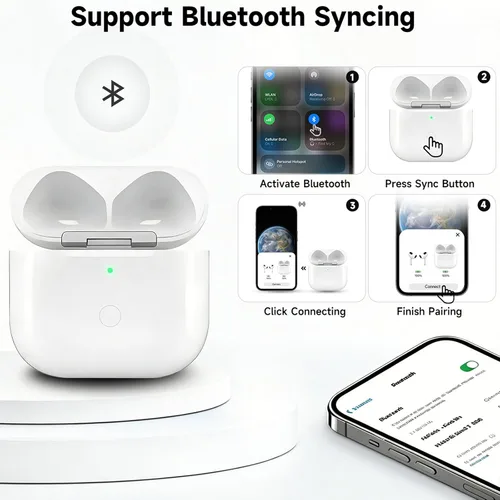 Miniatura 2 de Funda de carga inalámbrica para AirPods de 4ª generación con puerto de carga tipo C, funda de repuesto para cargador Airpod 4 con botón de Funda