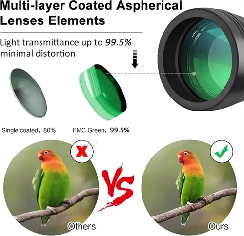 Miniatura 4 de Prismáticos de 20 x 50 para adultos HD luz de día y noche binoculares con lente BAK4 Prisma FMC para caza, observación de aves, concierto, etc. IPX7