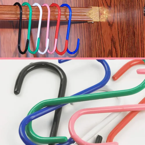 Miniatura 7 de Wellmax 60 ganchos en S para colgar, ganchos resistentes en forma de S, juego de ganchos en S de metal de colores para plantas colgantes, armario