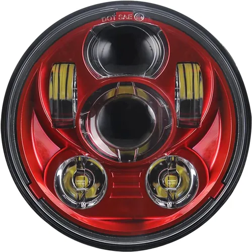 5-3/4 5.75 "LED motocicleta para hierro 883 Dyna Sportster Low Rider Triple Wide Glide proyector lámpara de conducción 1 unids (rojo)