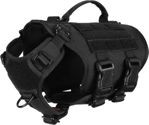 Miniatura 13 de ICEFANG - Arnés táctico para perro con 6 hebillas, chaleco con sistema molle con asa para perro, 3/4 del cuerpo, panel con velcro para parche