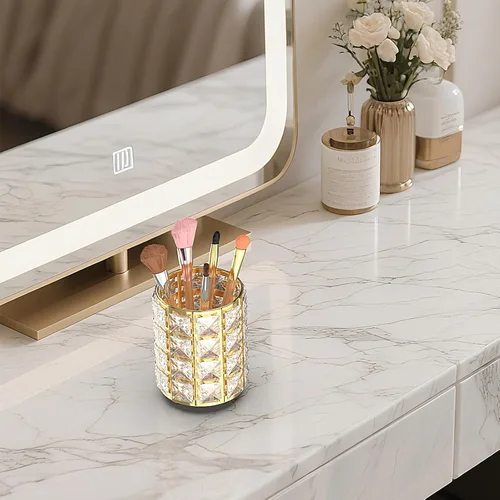 Miniatura 2 de LUGUNU - Organizador de brochas de maquillaje con cuentas de cristal, decoración de tocador, cepillos personalizados, caja de almacenamiento