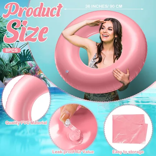 Miniatura 2 de Gemscream Flotador inflable grande de piscina de 36 pulgadas, flotadores de piscina para adultos, tubo inflable para vacaciones de verano, playa