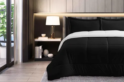Miniatura 7 de Elegant Comfort Juego de edredón sherpa ultra afelpado de 2 piezas, color sólido y reverso esponjoso, apto para todas las estaciones, peso pesado