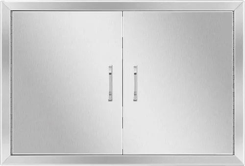 Anfrere Puerta de cocina al aire libre de 28 pulgadas de ancho x 19 pulgadas de alto, puerta de acceso doble de acero inoxidable 304 de alta calidad