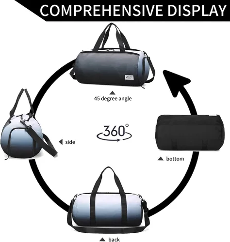 Miniatura 8 de BE SMART - Bolsa de gimnasio impermeable para hombre con compartimento para zapatos, bolsa de lona con bolsillo húmedo para hombres, bolsa deportiva