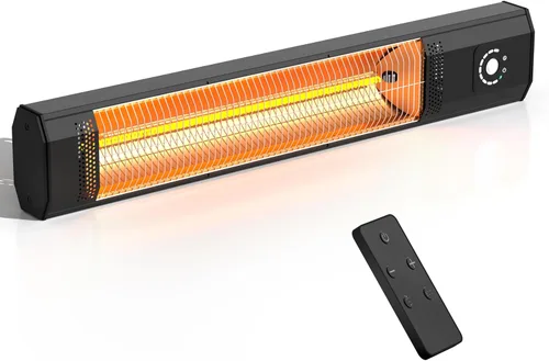 Miniatura 8 de Calentador Eléctrico de Patio al Aire Libre, Haimmy Calentador Infrarrojo de 42 Pulgadas con Control Remoto, 9 Niveles de Calor, Temporizador de 9H