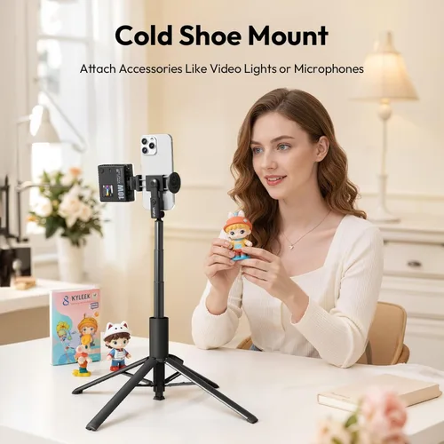 Miniatura 7 de ULANZI MT86 - Trípode de teléfono de apertura automática de 60 pulgadas, control remoto Bluetooth de aluminio de 4 patas con zapata fría, ligero