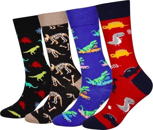 Miniatura 13 de Calcetines de caña corta casuales para hombre, de algodón, con motivo de animales, alocados y divertidos, 5 pares