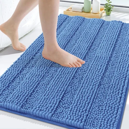 Miniatura 51 de Grandaily Alfombras de baño de felpilla a rayas de 24 x 16 pulgadas, extra gruesas y suaves, absorbentes, parte trasera de goma, alfombra de ducha