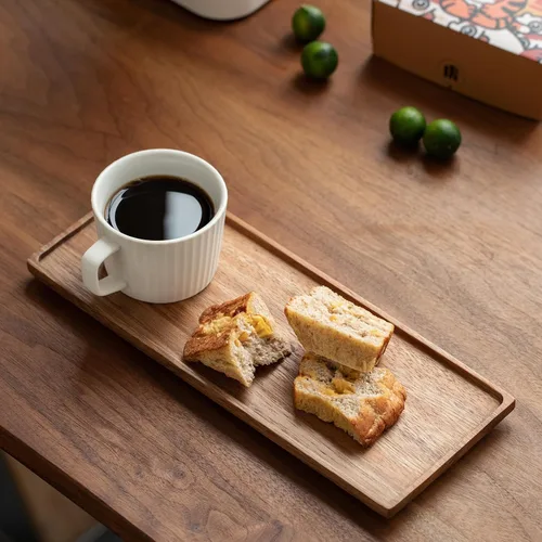 Miniatura 3 de Vandroop Mini bandeja de madera para servir, pequeña bandeja de madera para té y café (juego de 2, M)