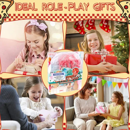 Miniatura 7 de KAEGREEL Juego de 26 piezas para hornear para niños con delantal de dinosaurio y sombrero de cocinero, juguetes de juego de rol, juguetes de cocina